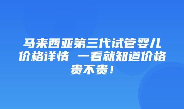 马来西亚第三代试管婴儿价格详情 一看就知道价格贵不贵！