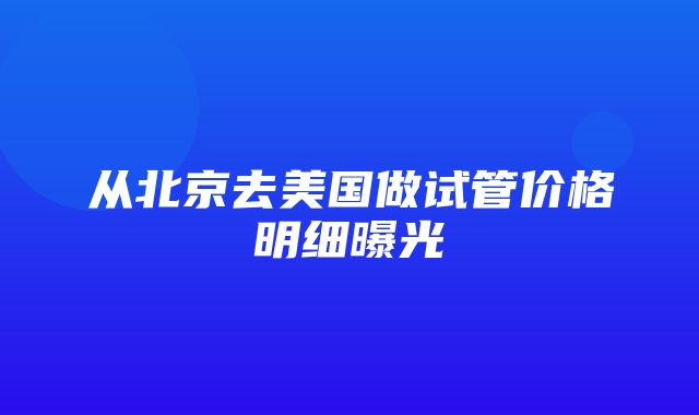 从北京去美国做试管价格明细曝光