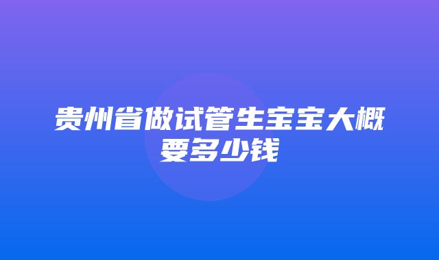 贵州省做试管生宝宝大概要多少钱