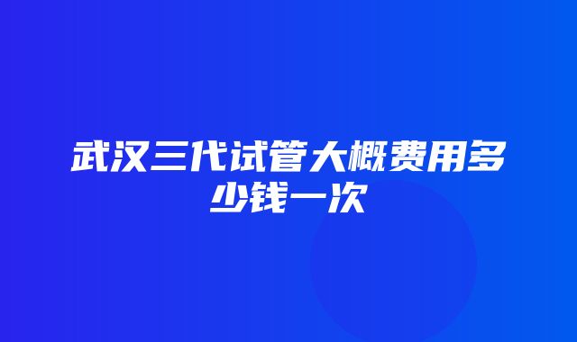 武汉三代试管大概费用多少钱一次