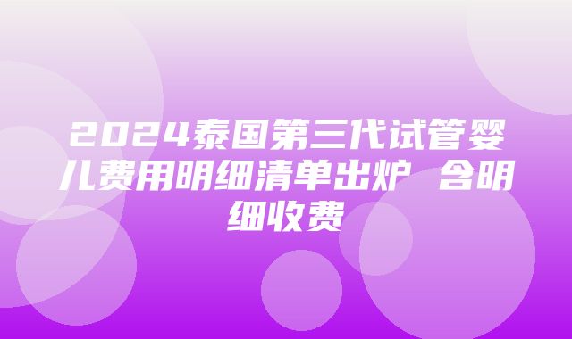 2024泰国第三代试管婴儿费用明细清单出炉 含明细收费