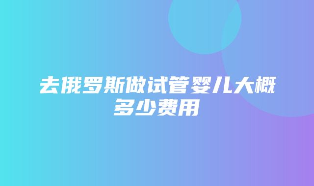 去俄罗斯做试管婴儿大概多少费用