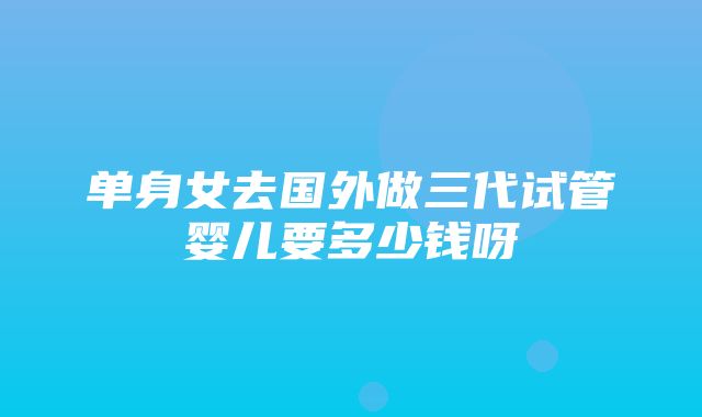 单身女去国外做三代试管婴儿要多少钱呀