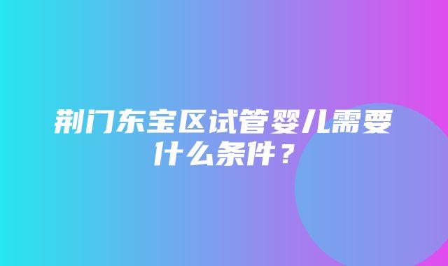 荆门东宝区试管婴儿需要什么条件？