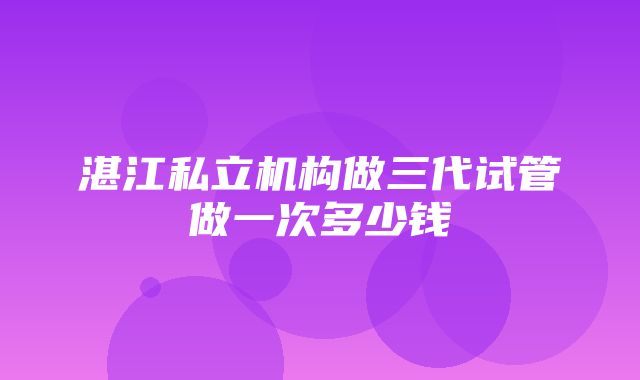 湛江私立机构做三代试管做一次多少钱