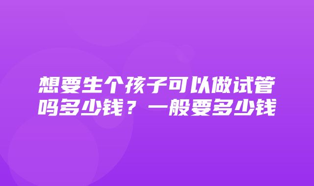 想要生个孩子可以做试管吗多少钱？一般要多少钱