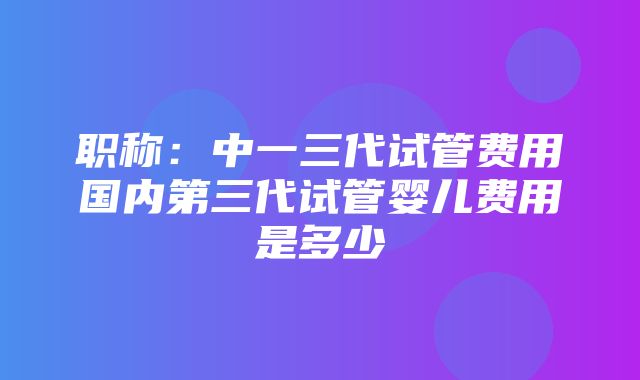 职称：中一三代试管费用国内第三代试管婴儿费用是多少