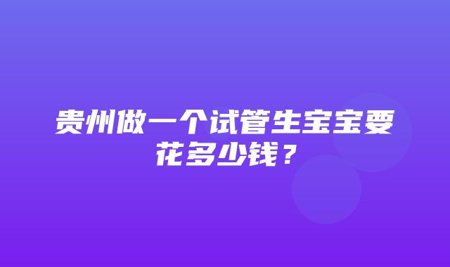 贵州做一个试管生宝宝要花多少钱？