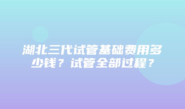 湖北三代试管基础费用多少钱？试管全部过程？