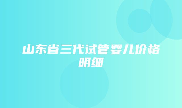 山东省三代试管婴儿价格明细