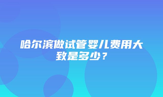 哈尔滨做试管婴儿费用大致是多少？