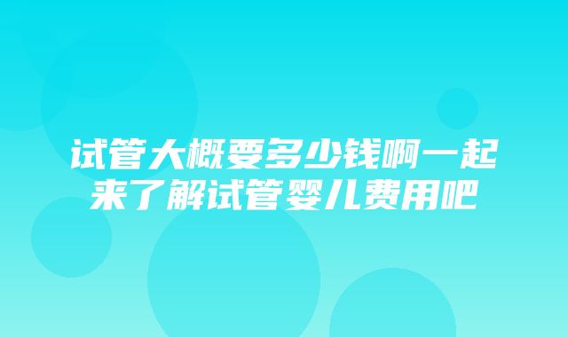 试管大概要多少钱啊一起来了解试管婴儿费用吧