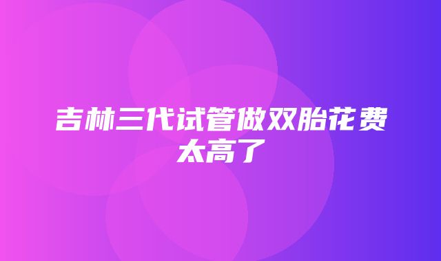 吉林三代试管做双胎花费太高了