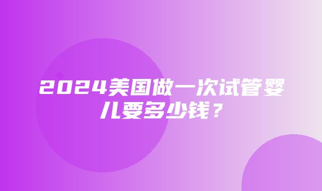 2024美国做一次试管婴儿要多少钱？