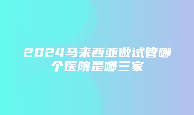 2024马来西亚做试管哪个医院是哪三家