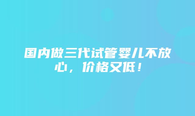 国内做三代试管婴儿不放心，价格又低！