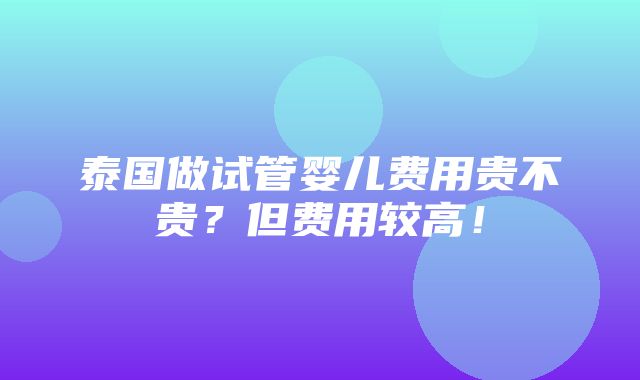 泰国做试管婴儿费用贵不贵？但费用较高！