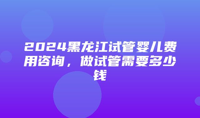 2024黑龙江试管婴儿费用咨询，做试管需要多少钱