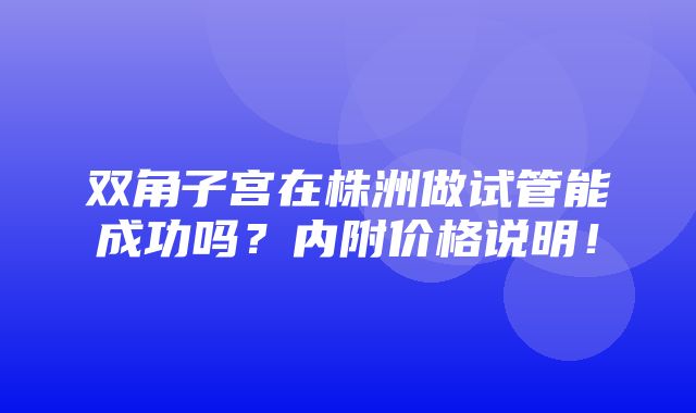 双角子宫在株洲做试管能成功吗？内附价格说明！