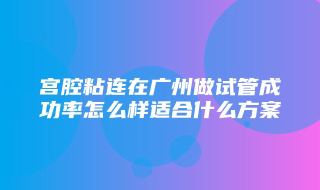 宫腔粘连在广州做试管成功率怎么样适合什么方案