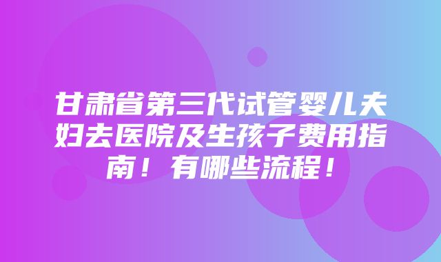 甘肃省第三代试管婴儿夫妇去医院及生孩子费用指南！有哪些流程！