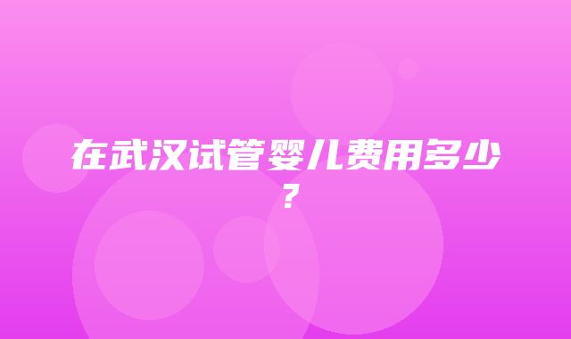 在武汉试管婴儿费用多少？