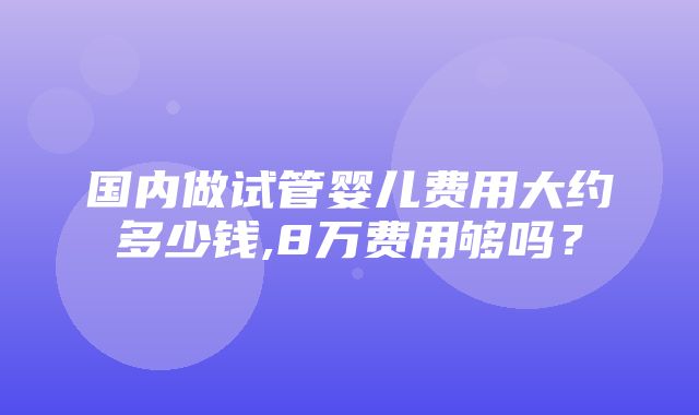 国内做试管婴儿费用大约多少钱,8万费用够吗？