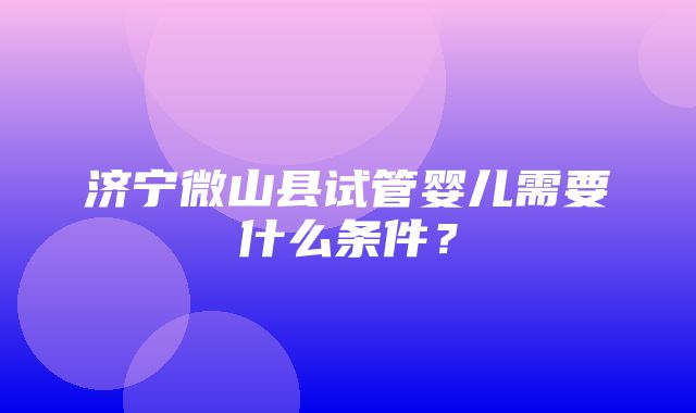 济宁微山县试管婴儿需要什么条件？