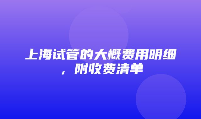 上海试管的大概费用明细，附收费清单