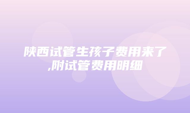 陕西试管生孩子费用来了,附试管费用明细