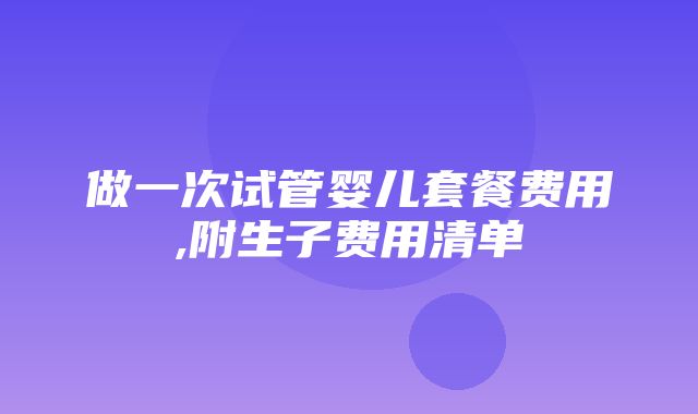 做一次试管婴儿套餐费用,附生子费用清单