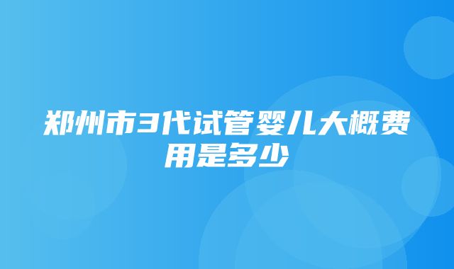 郑州市3代试管婴儿大概费用是多少