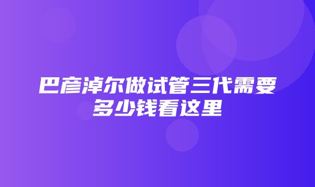 巴彦淖尔做试管三代需要多少钱看这里