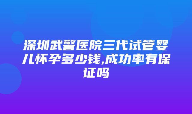 深圳武警医院三代试管婴儿怀孕多少钱,成功率有保证吗