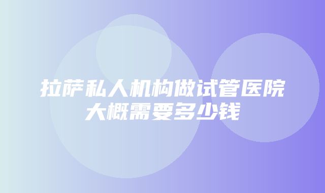 拉萨私人机构做试管医院大概需要多少钱