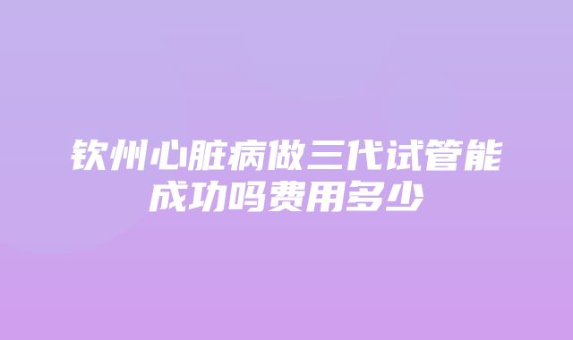 钦州心脏病做三代试管能成功吗费用多少