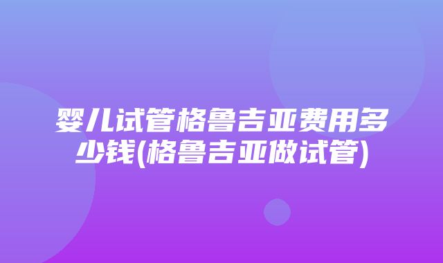 婴儿试管格鲁吉亚费用多少钱(格鲁吉亚做试管)