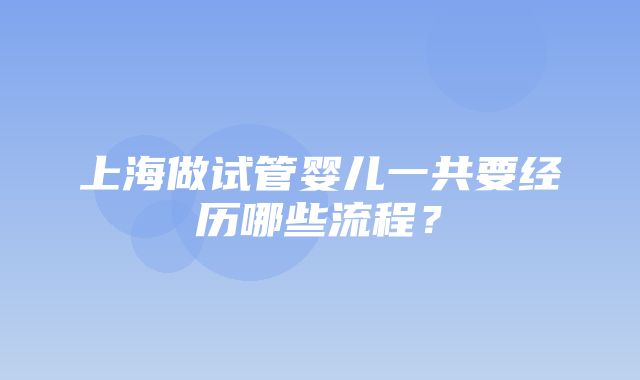 上海做试管婴儿一共要经历哪些流程？