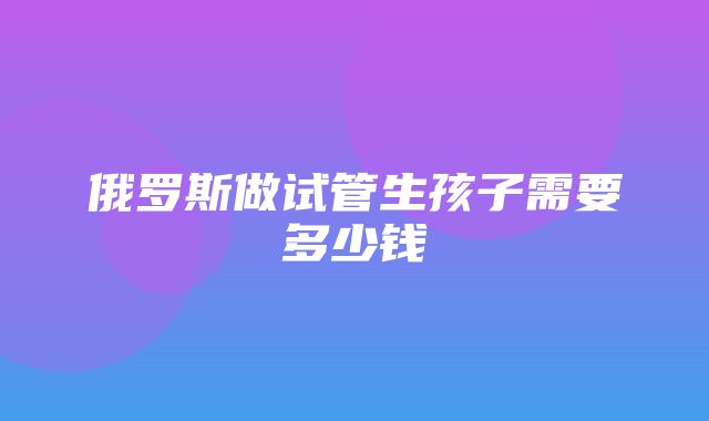 俄罗斯做试管生孩子需要多少钱