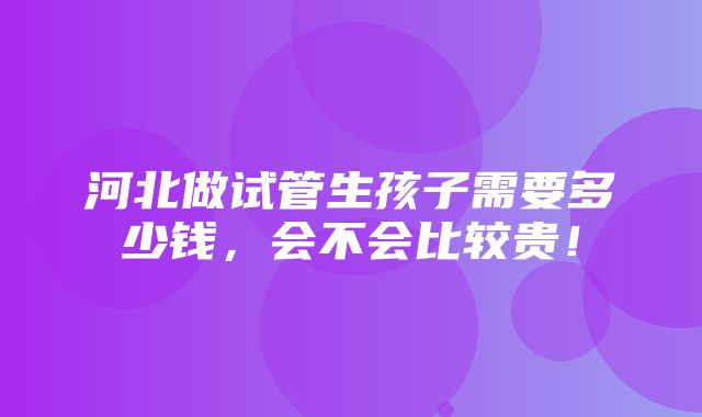 河北做试管生孩子需要多少钱，会不会比较贵！