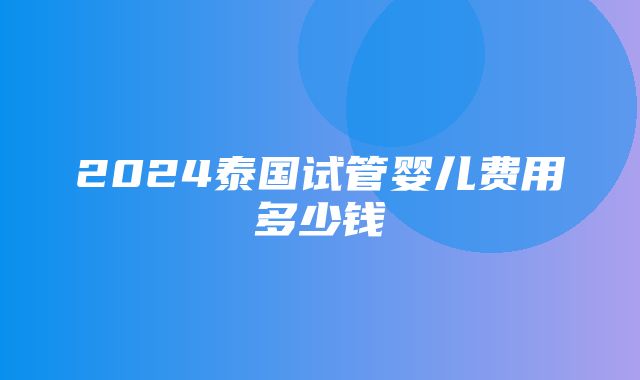 2024泰国试管婴儿费用多少钱