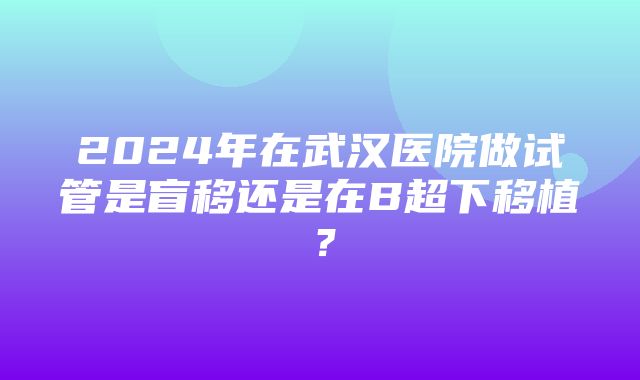 2024年在武汉医院做试管是盲移还是在B超下移植？