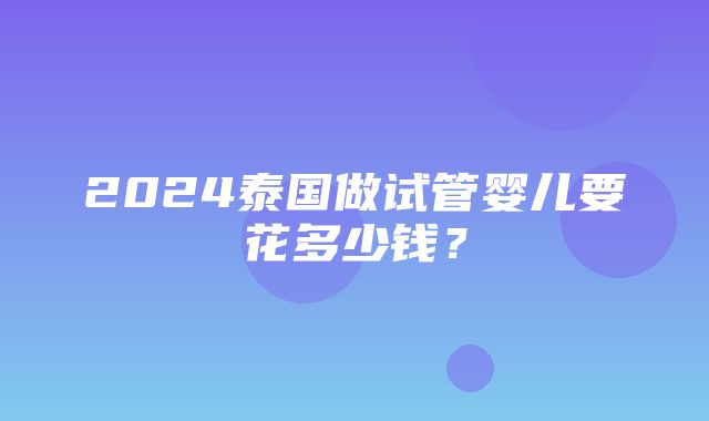 2024泰国做试管婴儿要花多少钱？