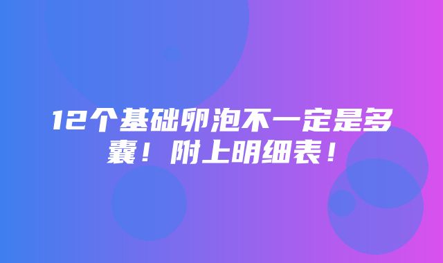 12个基础卵泡不一定是多囊！附上明细表！