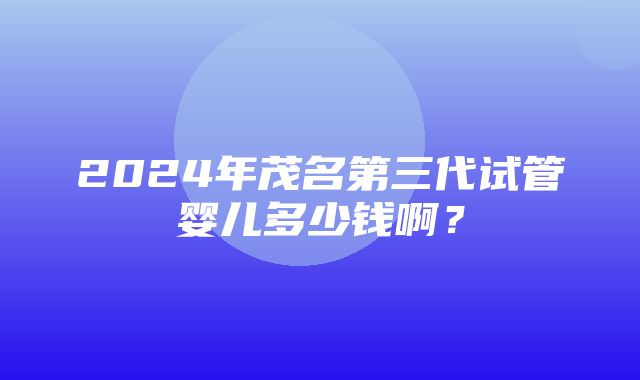 2024年茂名第三代试管婴儿多少钱啊？