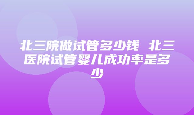 北三院做试管多少钱 北三医院试管婴儿成功率是多少