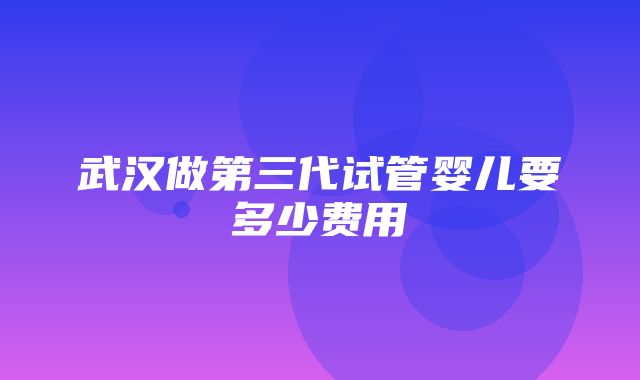 武汉做第三代试管婴儿要多少费用