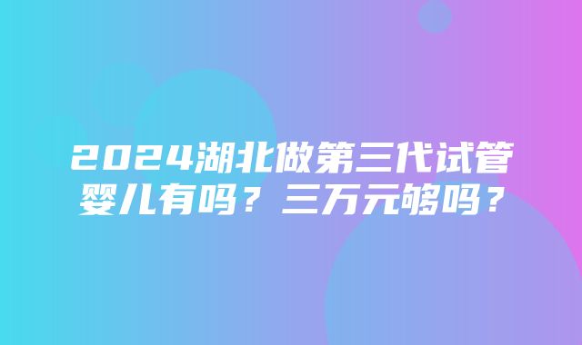 2024湖北做第三代试管婴儿有吗？三万元够吗？