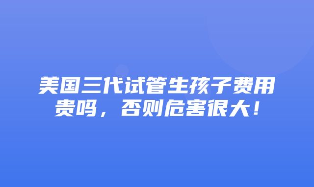 美国三代试管生孩子费用贵吗，否则危害很大！