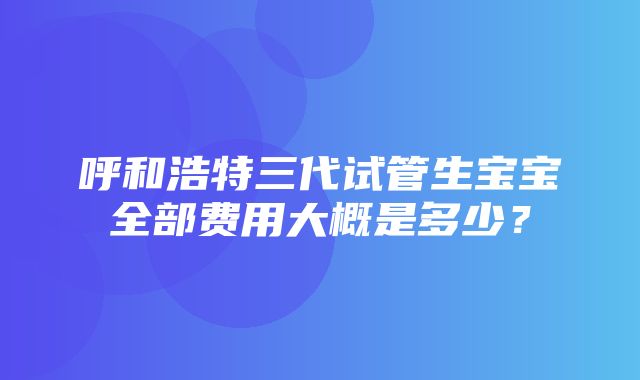 呼和浩特三代试管生宝宝全部费用大概是多少？